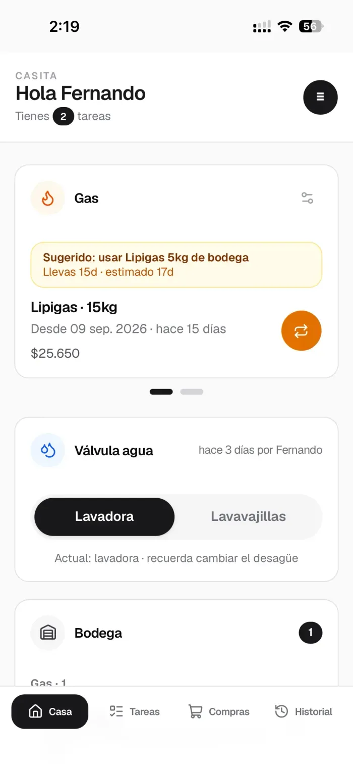 Capturas de la PWA Mi Casa